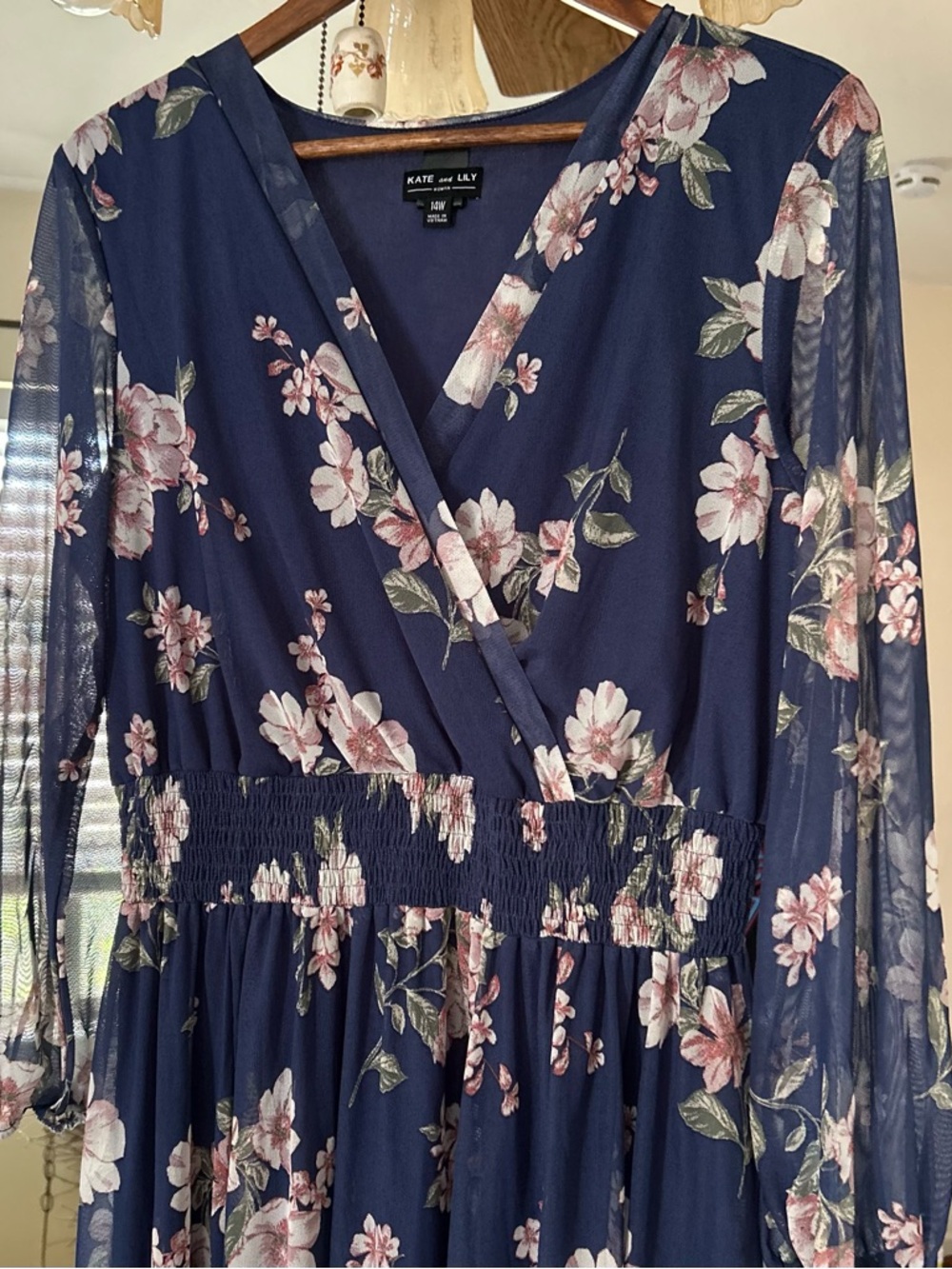 Kate and Lily Navy Floral Faux Wrap Maxi Dress